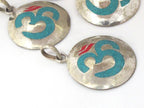 Tibetan pendant Sanskrit Om pendant with turquoise coral inlay - 1 Pendant - PM497B