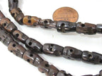 Tibetan 108 skull mala upcycled cattle bone beads supply long strand dark brown beads - 108 beads - ML068A