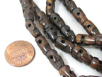 Tibetan 108 skull mala upcycled cattle bone beads supply long strand dark brown beads - 108 beads - ML068A