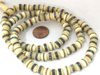 108 beads - 8 mm Tibetan white color recycled cattle bone mala turquoise brass inlay beads and Guru bead supply - ML070A