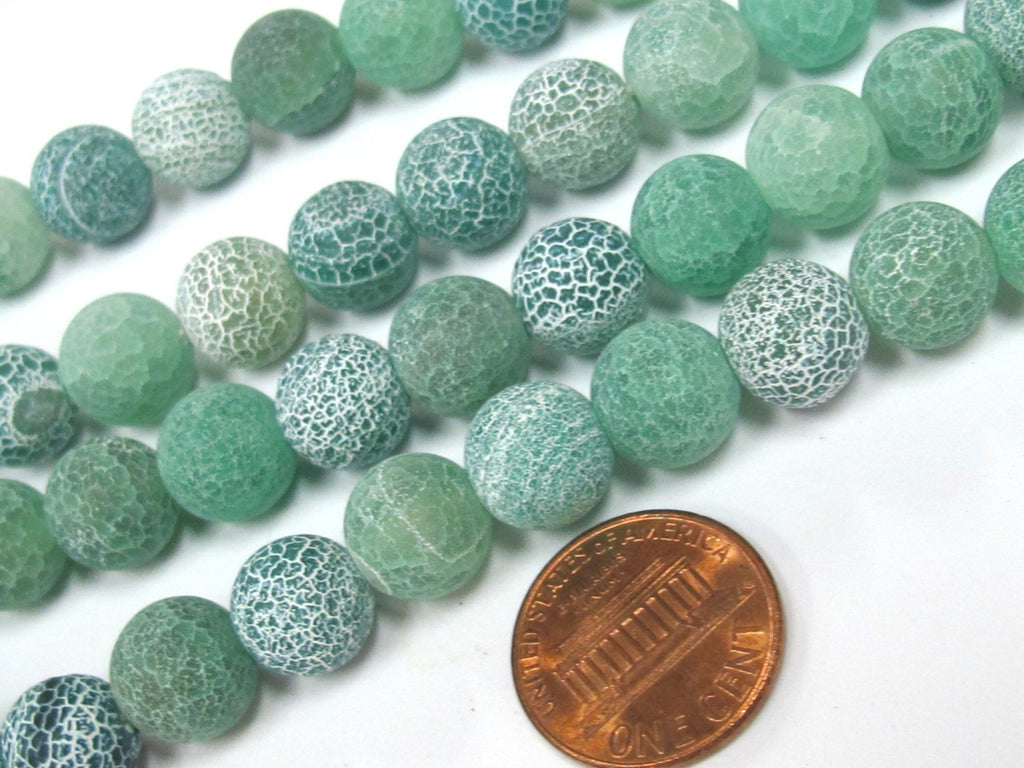 10 BEADS - Green color Fire agate dragon veins gemstone beads 10 mm size - GM407