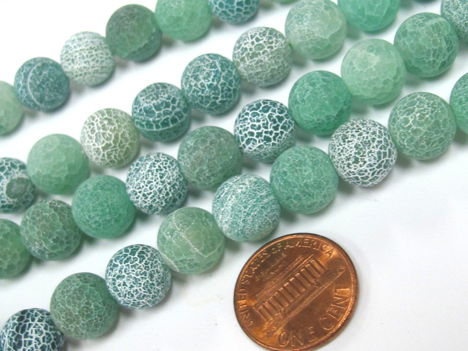 10 BEADS - Green color Fire agate dragon veins gemstone beads 10 mm size - GM407