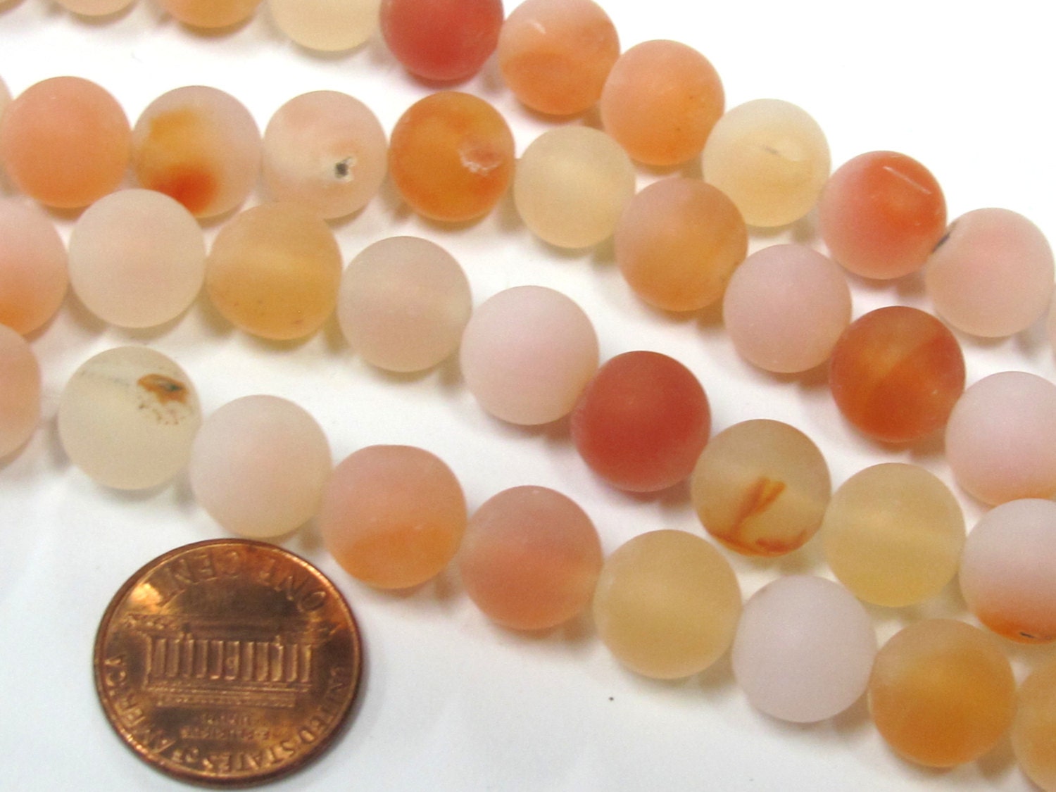 10 BEADS - 10 mm size agate gemstone peachy salmon orange gemstone beads- GM409