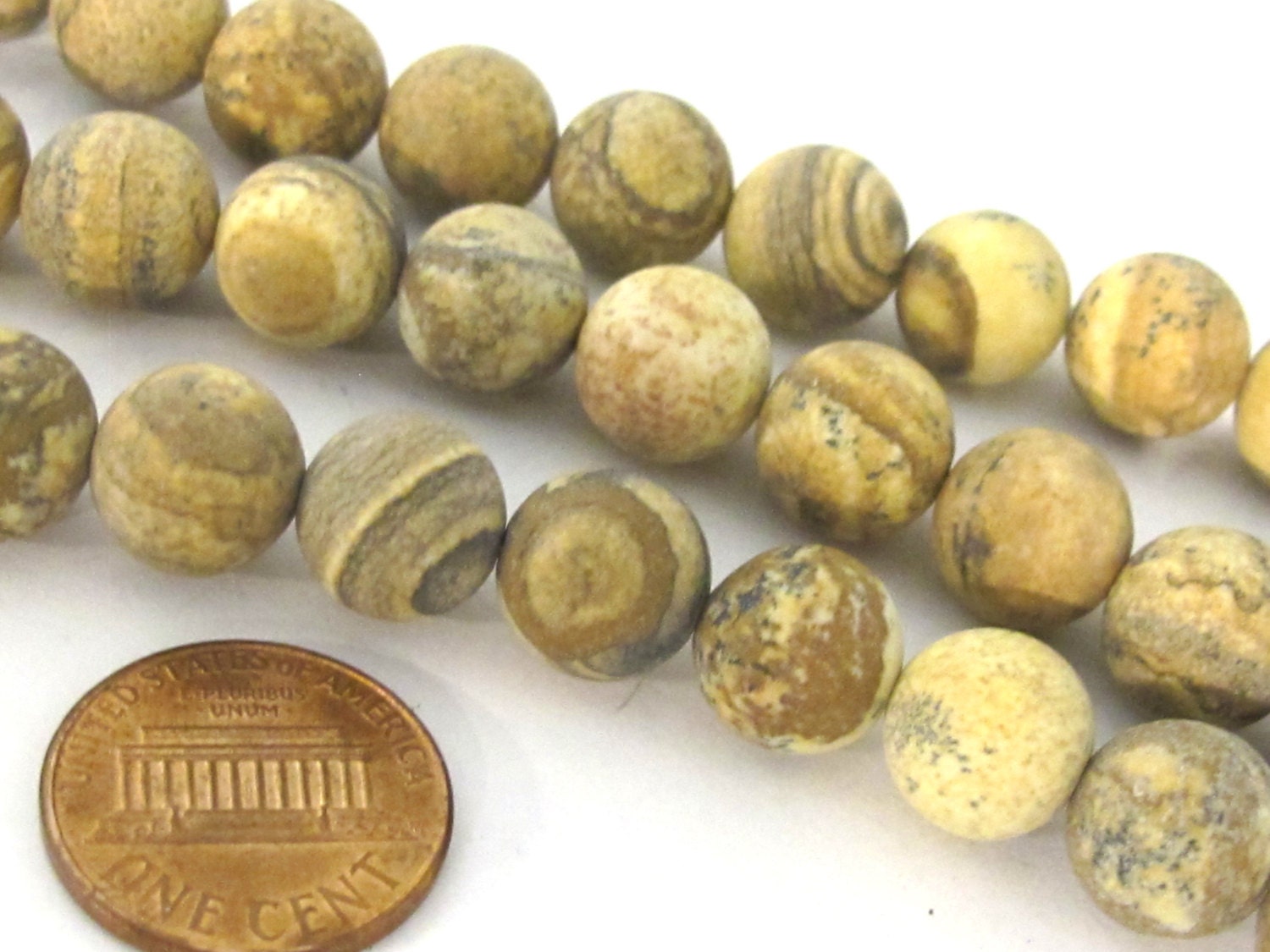 15 Beads - 10 mm size Earthy coffee tone picture Jasper round shape gemstone beads - GM410