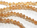 1 Full strand - Faceted rondelle AB peachy orange color crystal glass beads 6 mm size - AB046