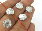 10 Beads - Shell shape antiqued silver toned metal beads 10 mm - BD917