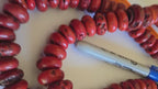 1 Strand-Ethnic Nepal beads sherpa glass beads red Nepalese beads donut disc tire shape beads- BT007G