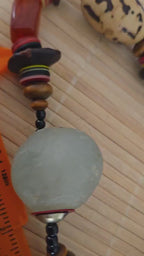 Vintage African Beads Strand large agate, Piassava Palm Seed beads, Carnelian Glass & Disc Beads Natural Tribal Jewelry Supplies STR005H