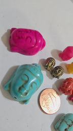 10 pieces Buddha beads - Assorted nice colorful mix style Buddha face pendant beads - pack of 10 beads - BD752G