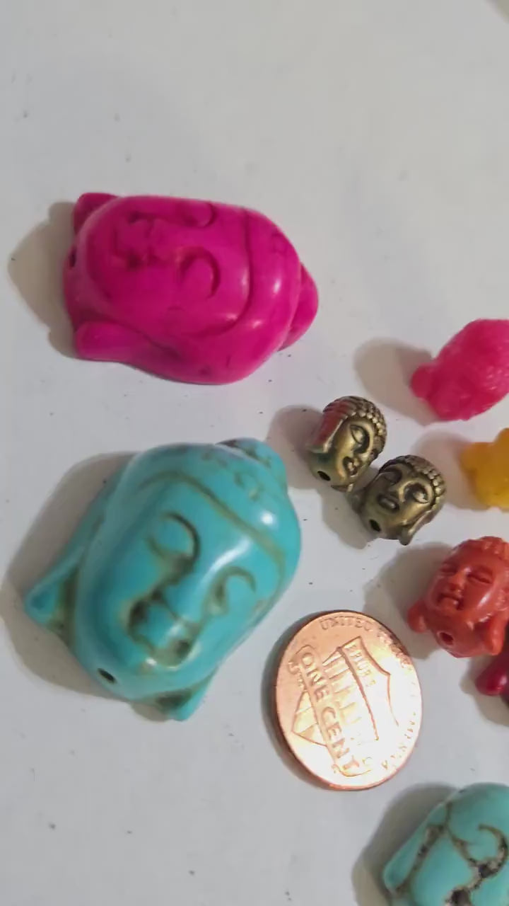 10 pieces Buddha beads - Assorted nice colorful mix style Buddha face pendant beads - pack of 10 beads - BD752G