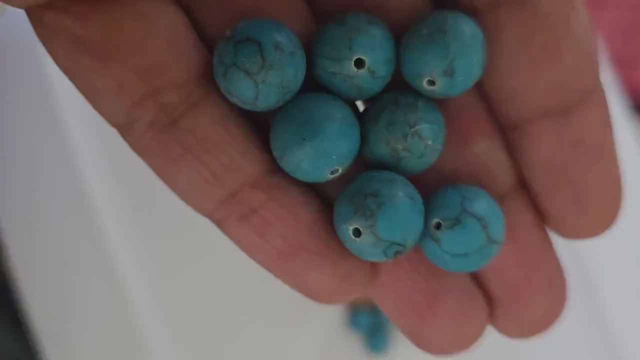 10 Tibetan turquoise beads Himalayan gemstone Beads – 11–12.5mm Round Shape Gemstone Beads – GM187B