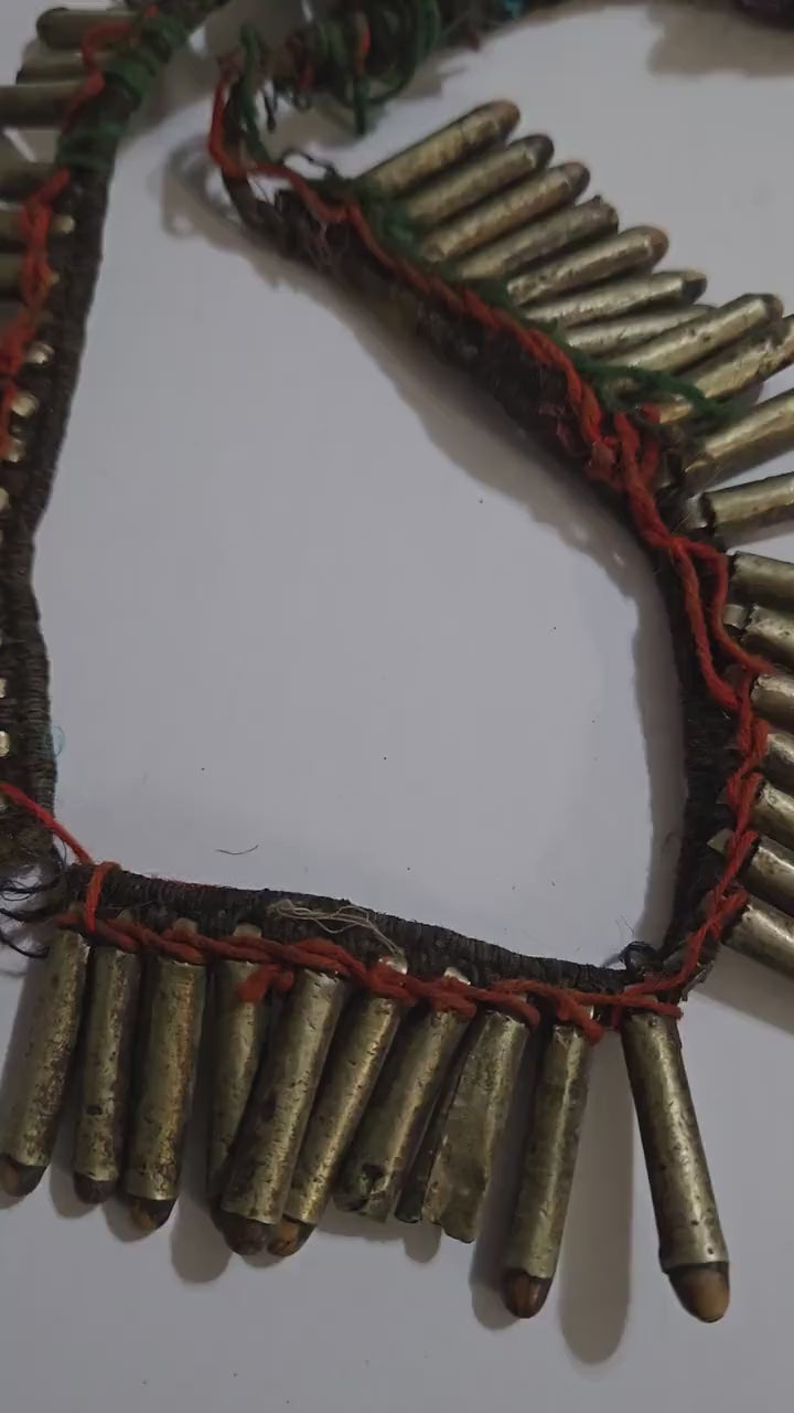 Vintage old ethnic nepal tribal brass bullet pendants necklace one of a kind - Selling As Is - STR003A