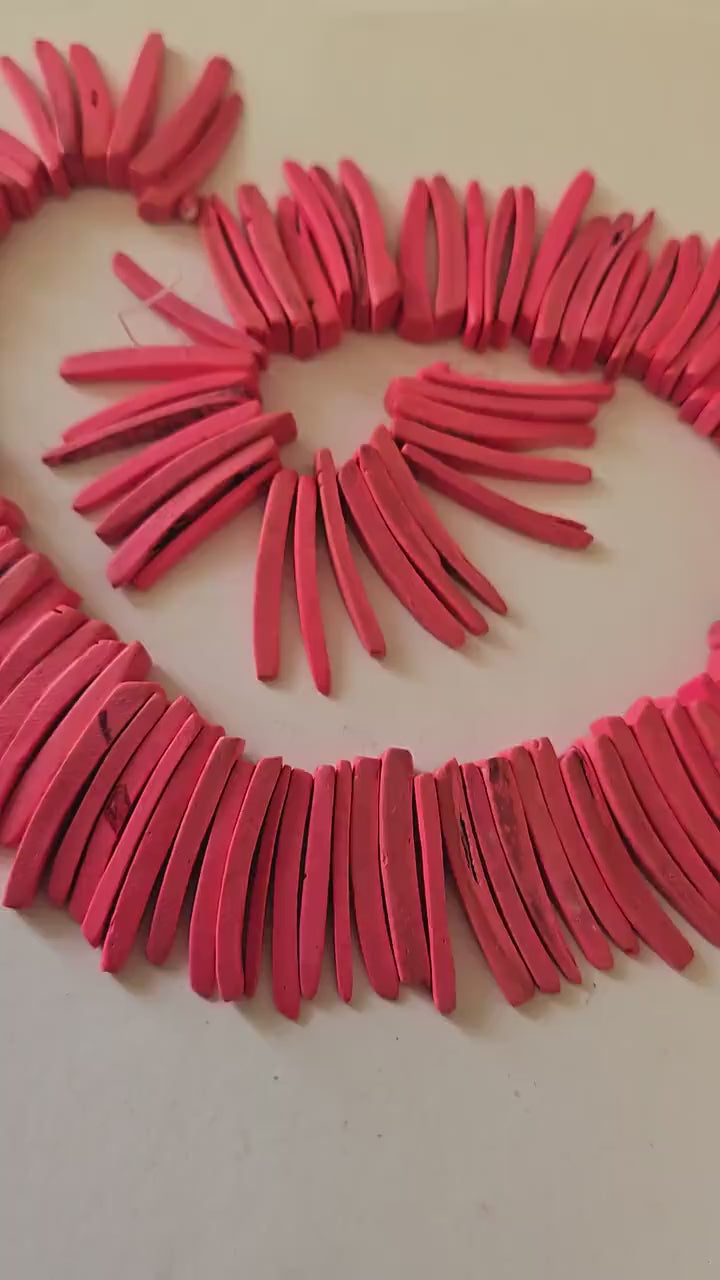 Salmon pink coconut sticks Full Strand 15 inches - 100 plus sticks -  NB036M