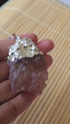 1 Pendant -  Large rough silver electroplated carnelian agate gemstone pendant - PM325C