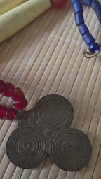 Vintage tribal naga glass beads bone beads brass pendant necklace STR004B